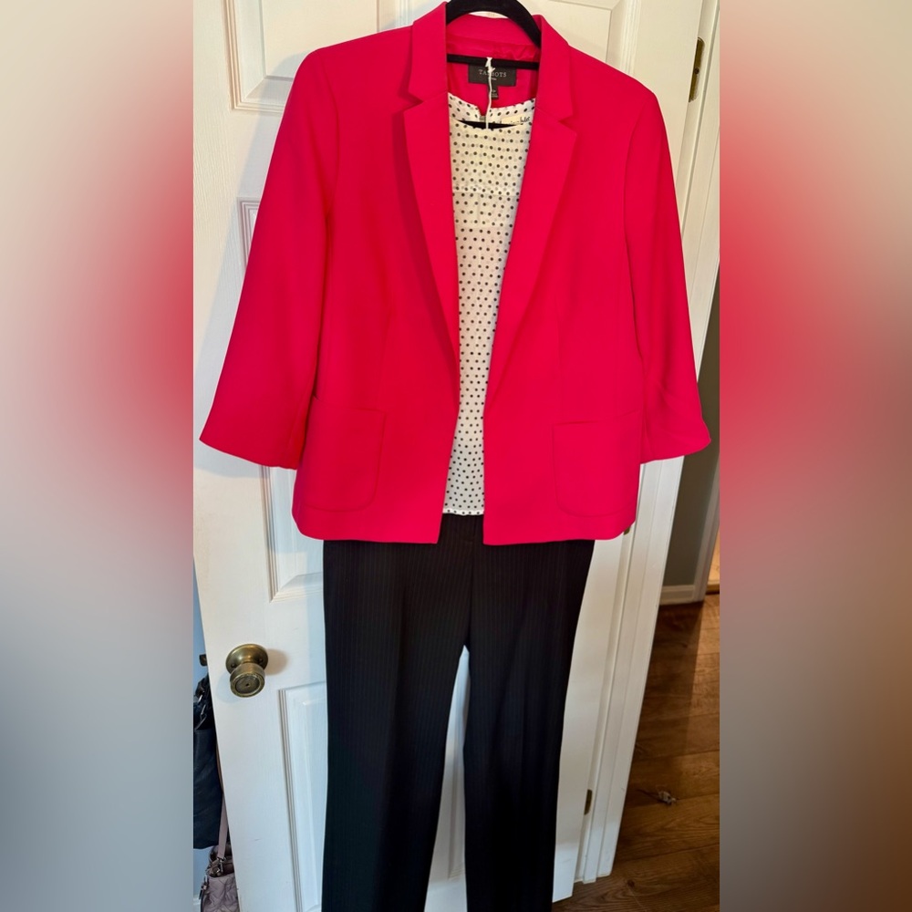 Maison Jules Off-White with Black Polka Dot Sheer Blouse Size Large - Picture 14 of 16